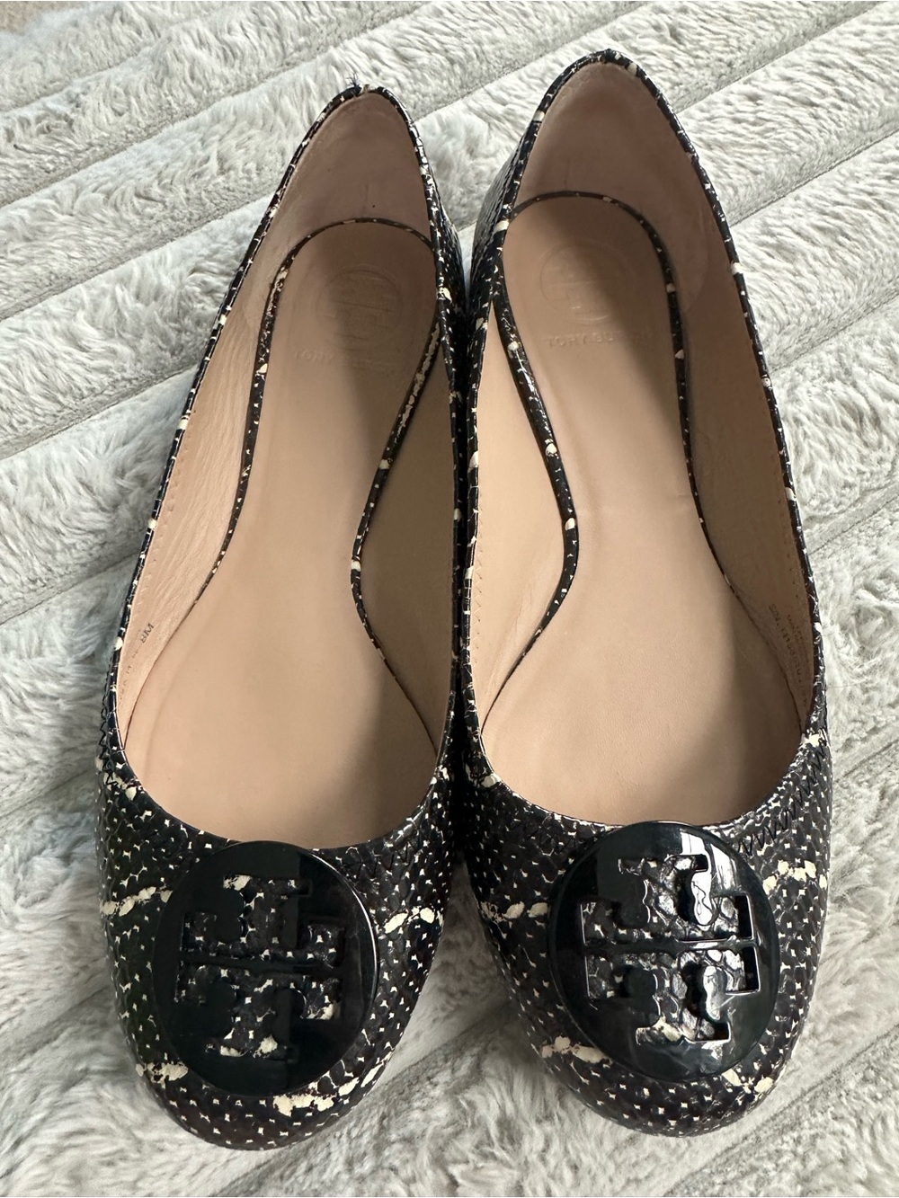 Tory Burch Reva Snakeskin Flats Size 8